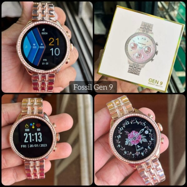 Fossil Gen 9 Diamond Edition Smartwatch with Wireless Charger – Gold Diamond-Studded Straps - Image 4