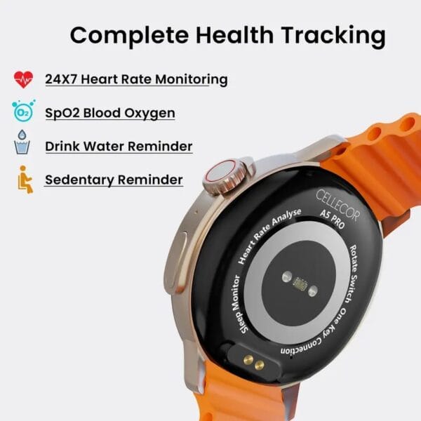 Fire-Boltt Asteroid Smartwatch with 1.43" AMOLED Display & Orange Silicone Strap – Fitness Tracker - Image 2