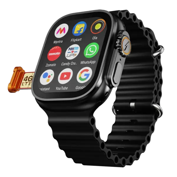 S9 Ultra 4G Android Smartwatch with 2.02-inch AMOLED display in black