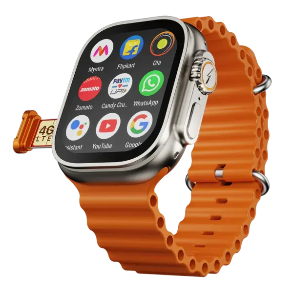 S9 Ultra 4G Android Smartwatch with 2.02-inch AMOLED display in orange”