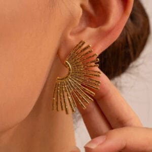 18K Gold Plated Half Sunray Studs