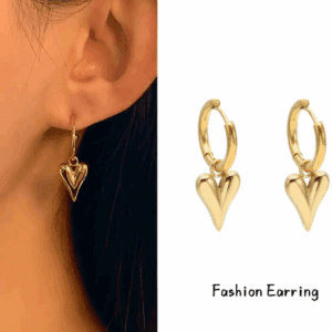 Dainty Heart Drop Earrings in 18K Gold