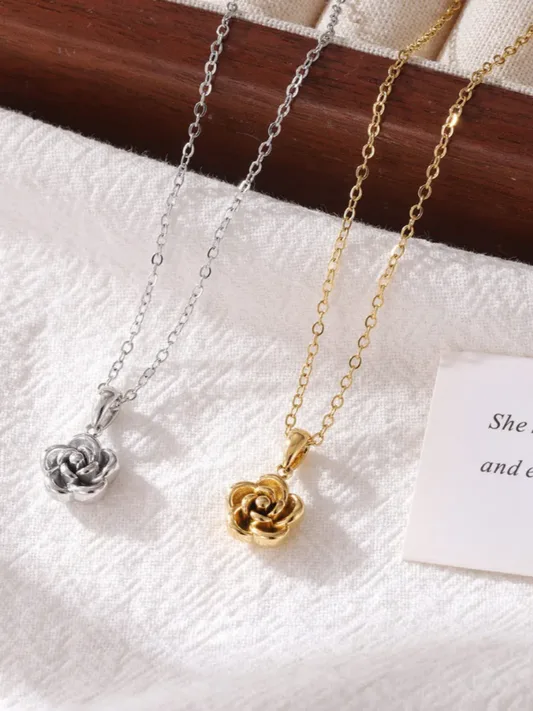 Minimal Golden Rose Pendant