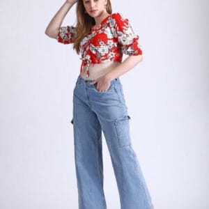 Flora red crop top