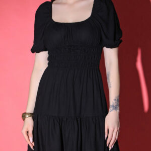 Black Square Neck Party Wear Dress
