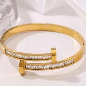 18K Gold Plated Nail-Bolt Bangle