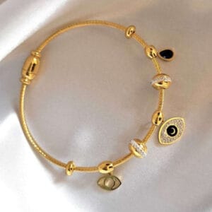 18K Gold Plated Evil-Eye Bangle