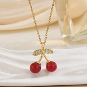 18K Gold-Plated Cute Cherry Pendant