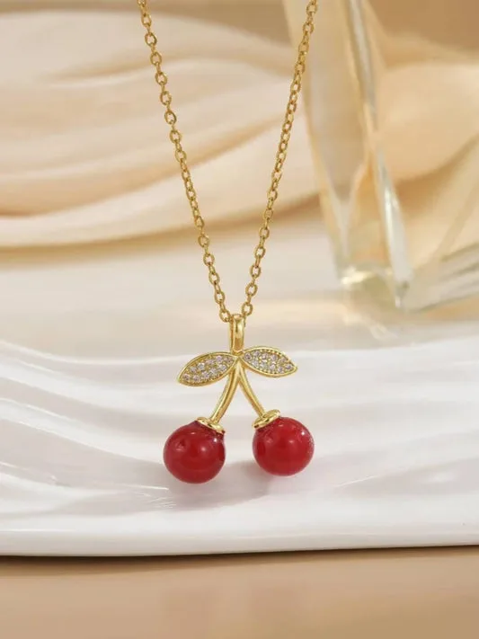 18K Gold-Plated Cute Cherry Pendant