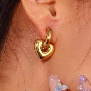 18K Gold Plated Cupid Heart Hoop Earring
