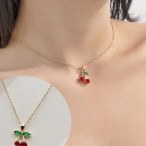 18K Gold-Plated Cherry Charm Pendant