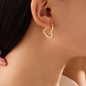 Heart Golden Hoops