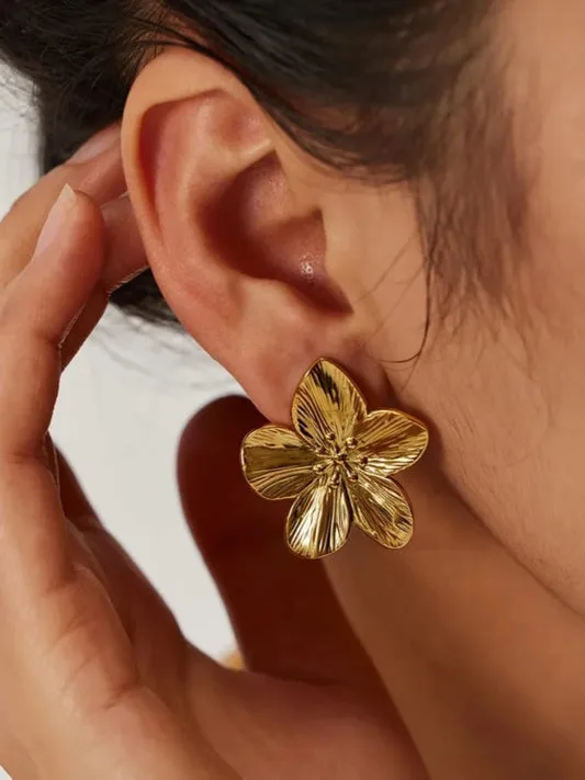 18K Gold Plated Golden Flower Earrings