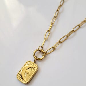 18K Gold-Plated Front Open Moon Pendant