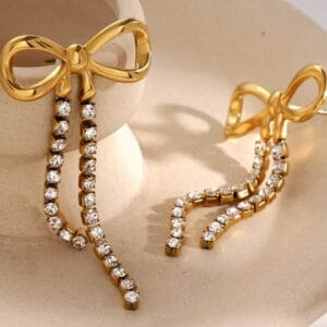 18K Gold Plated Dainty Bow Earrings