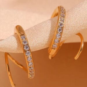 18K Gold Plated Dainty Solitaire Earrings