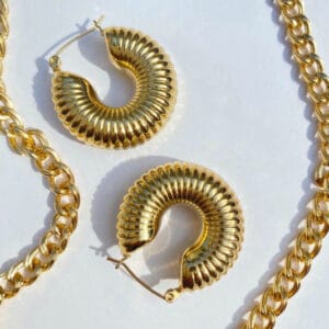 18K Gold Plated Chunky Boho Spiral Hoops