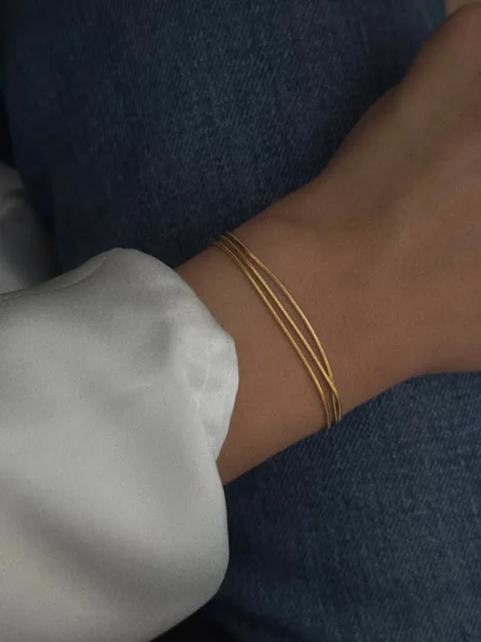 18K Gold Plated Triple Layered Bracelet - Image 2