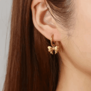 18K Gold Plated Minimal Bow Huggies