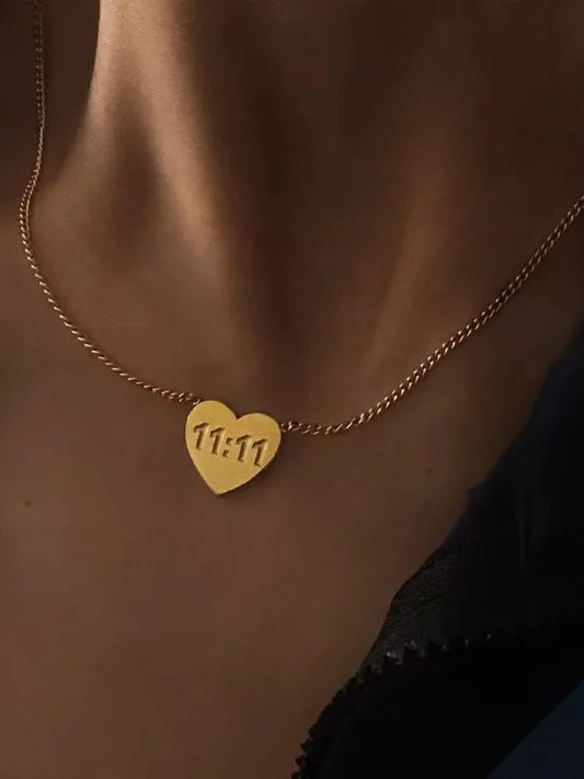 18K Gold-Plated 11:11 Heart Pendant