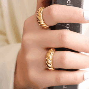18K Gold Plated Dainty Croissant Band Ring