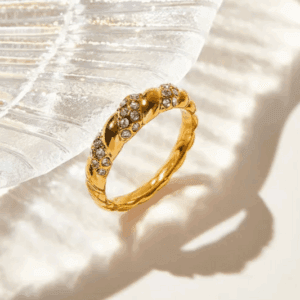 18K Gold Plated 316L Full Stone Donut Ring