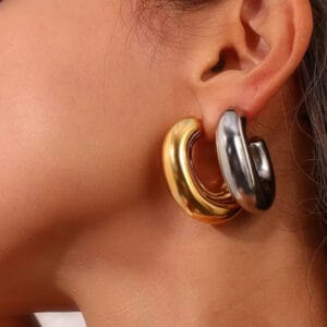 18K Gold Plated Statement J Stud