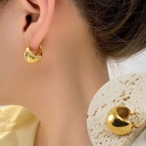 18K Gold Plated Dainty Semi-Cup Hoops