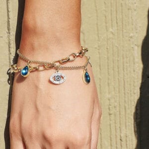 18K Gold Plated Evil Eye Double Layered Bracelet