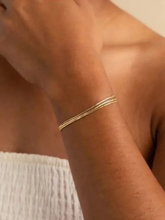 18K Gold Plated Triple Layered Bracelet