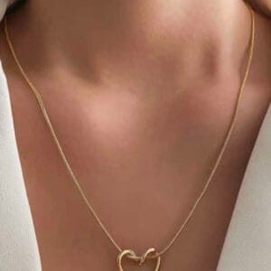 18K Gold-Plated Hollow Heart Pendant