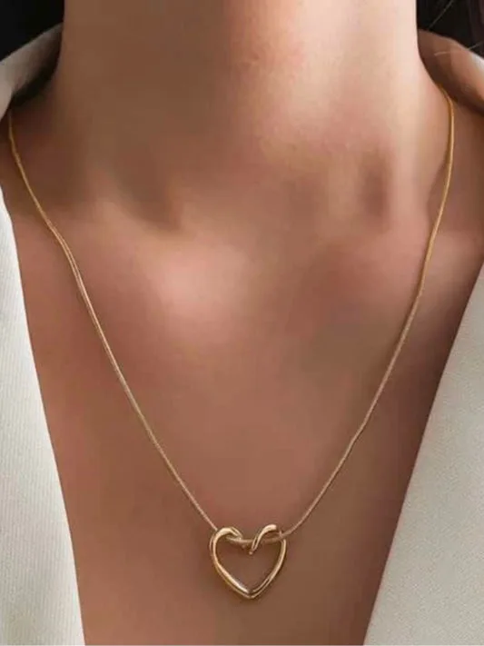 18K Gold-Plated Hollow Heart Pendant